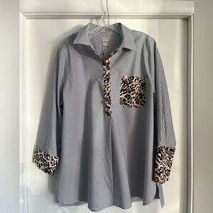 Chico’s NWT Striped Leopard Print Tunic Top Size 3 (16/18)